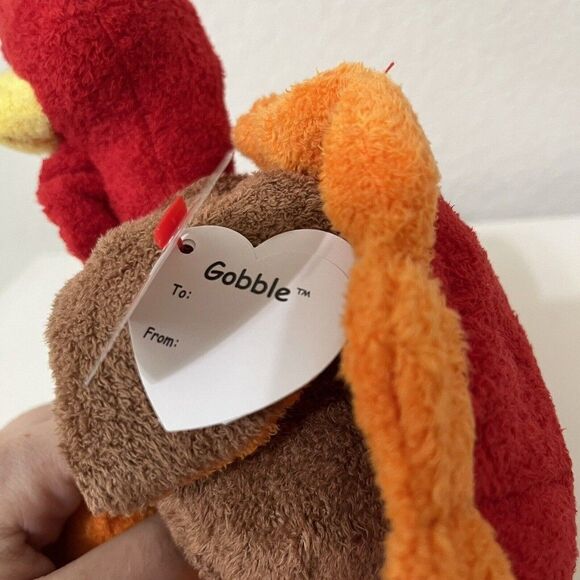TY Pluffies Gobble the Turkey Plush Lovey 8” Beanie Stuffed Tylux 2007 - Picture 9 of 11
